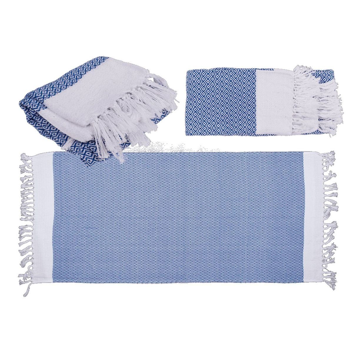 Marabellas Shop Saunatuch Handtuch für Sauna & Strand ca. 80 x 170 cm Fouta-Hamamtuch Saunatuch Blau