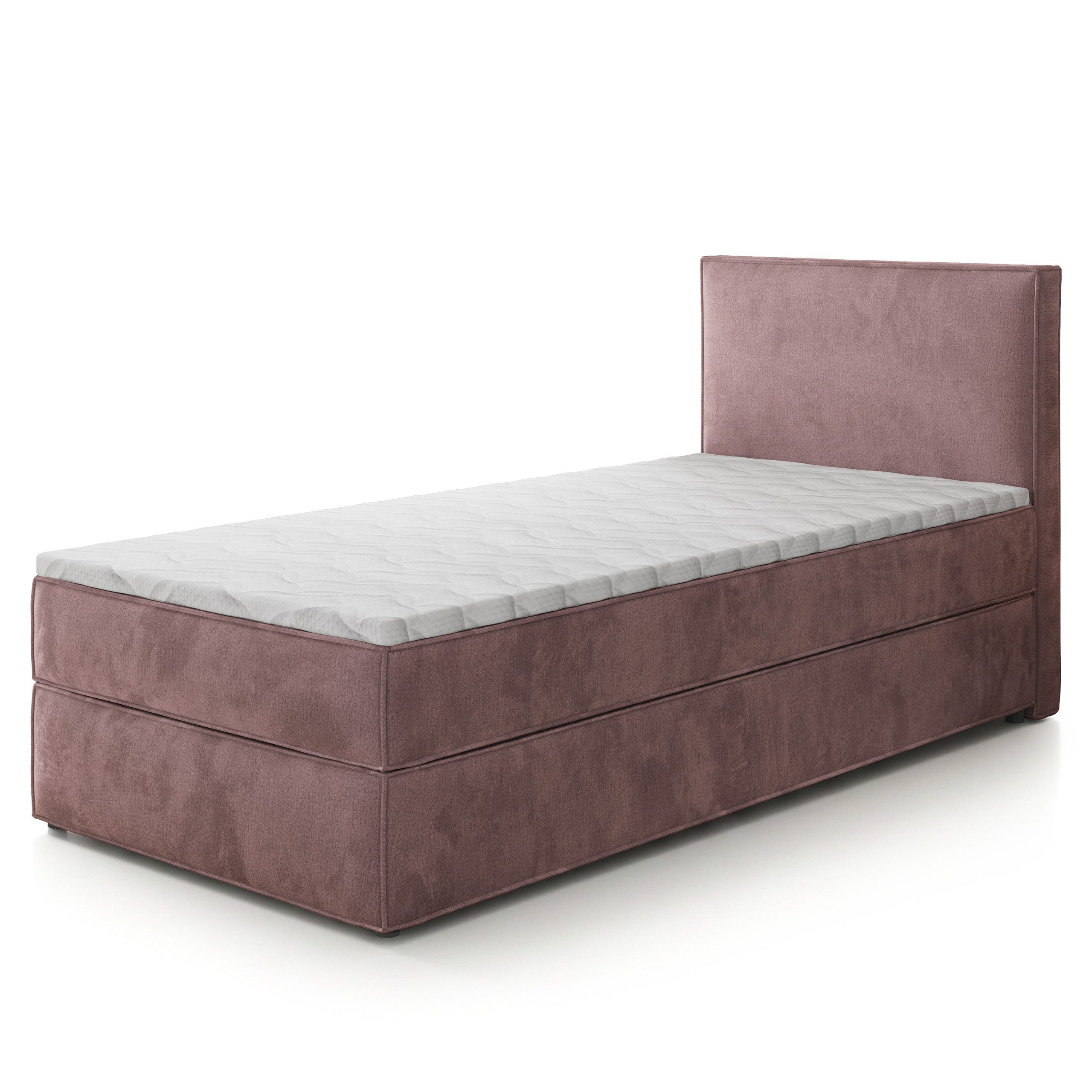 Masseno Boxbett PELLIO 80x200 cm mit Bonell Matratze und Topper, Einzelbett, Jugendbett, Polsterbett mit Kopfteil, Boxspringbett
