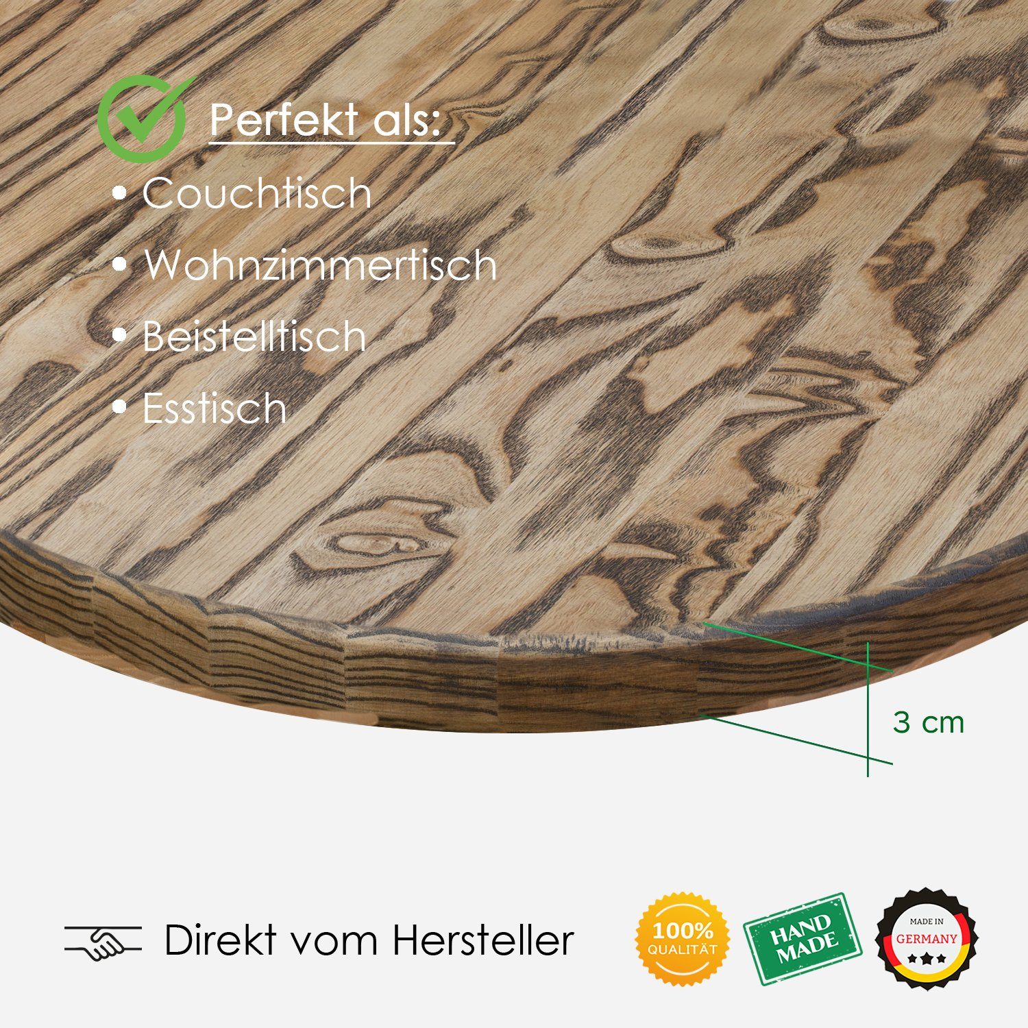Couchtisch Rund Tischplatte Massivholz Esche Rikmani Rikmani Esstisch