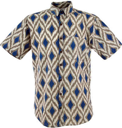 Guru-Shop Hemd & Shirt Freizeithemd,Goa Hippie Hemd, Kurzarm.. Retro, Ethno Style, alternative Bekleidung