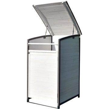 Melko Mülltonnenbox Einzelbox Mülltonnenverkleidung 240L Holz Weiß Braun Grau Zinkdach (Stück), Witterungsbeständig