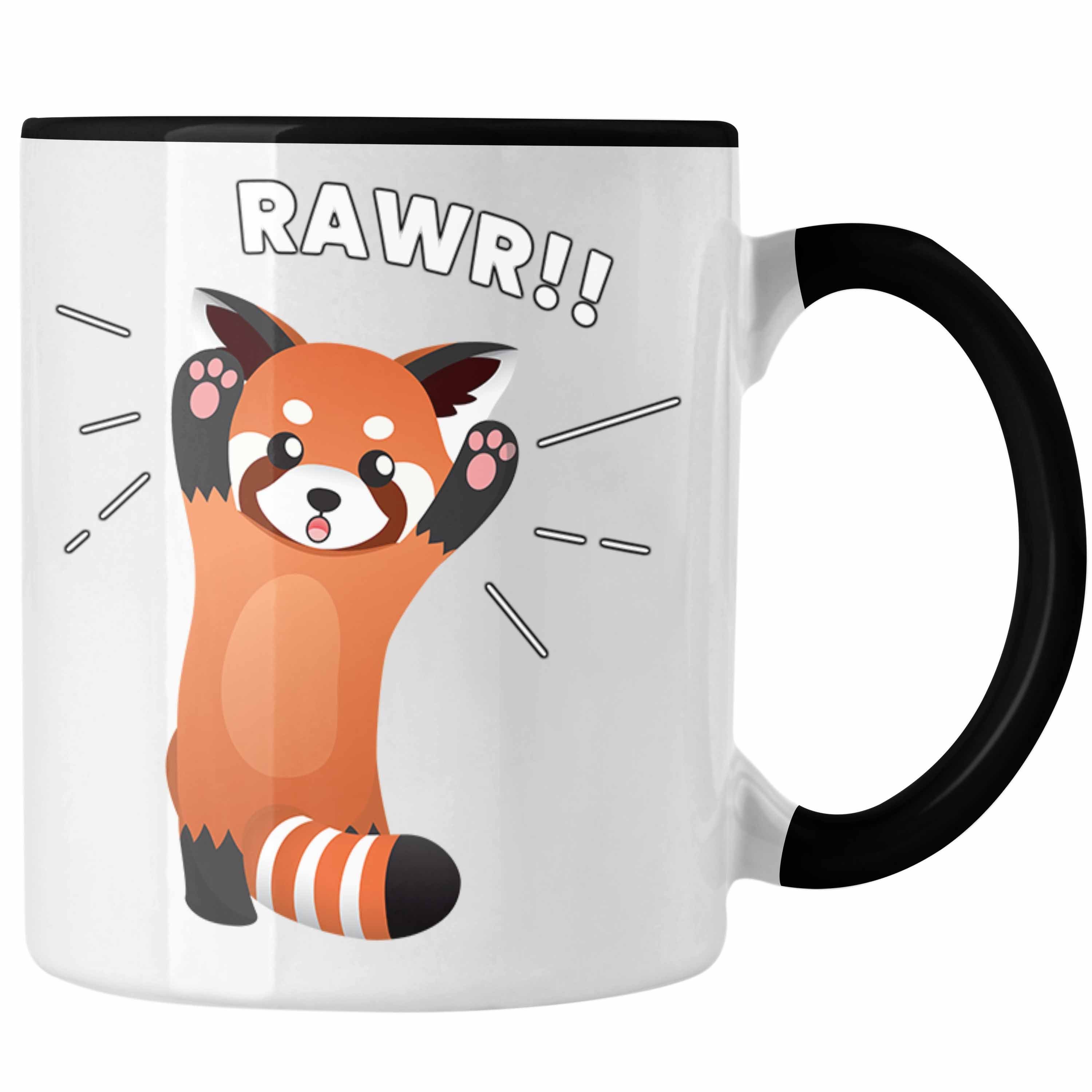 Trendation Tasse Trendation - Roter Panda Tasse Rawr Kinder Geschenkidee für Jungs Mädchen Lustige Grafik Schwarz
