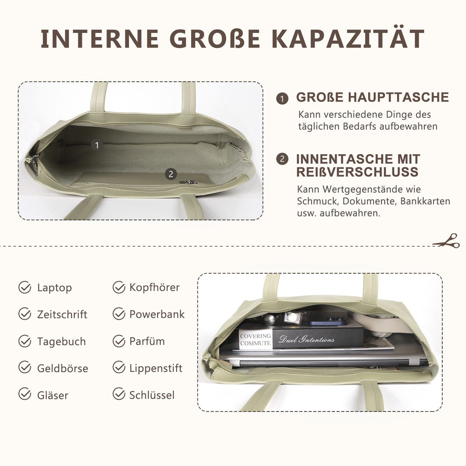 TAN.TOMI Shopper Damen Henkeltaschen Groß Handtasche Mit Einer Kosmetiktasche (2-tlg., Henkeltasche 2PCS Set Einfach Tote Bag), Handtaschen Damen Groß PVC Umhängetasche