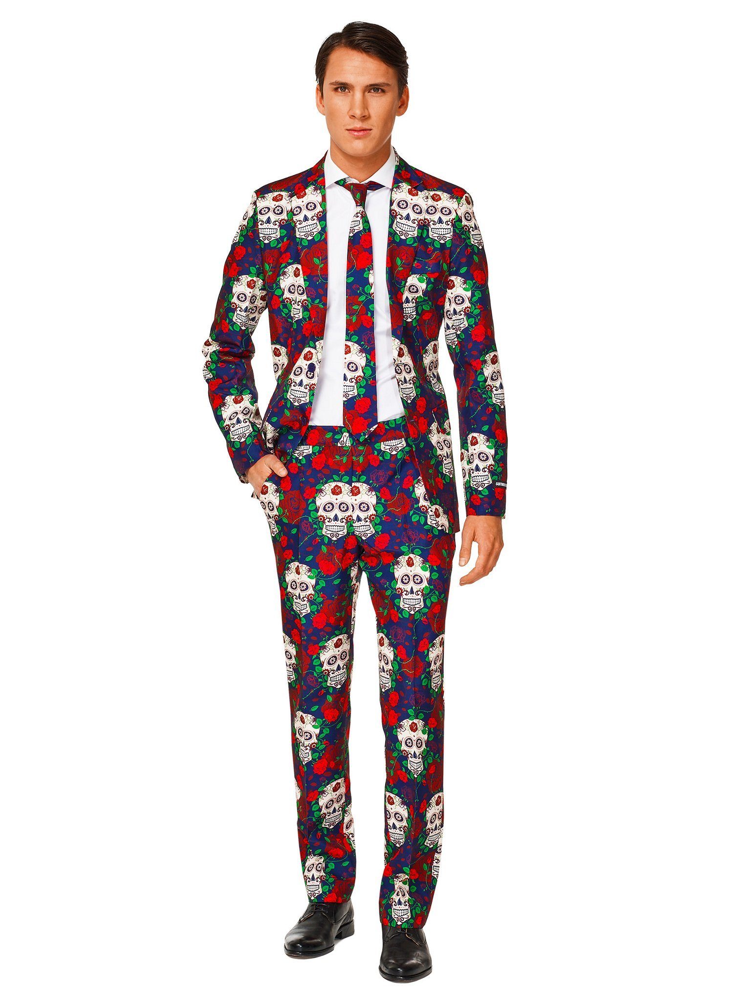 SuitMeister Partyanzug SuitMeister Day of the Dead Kostüm Anzug, Für morbide Typen: cooler Anzug für Halloween