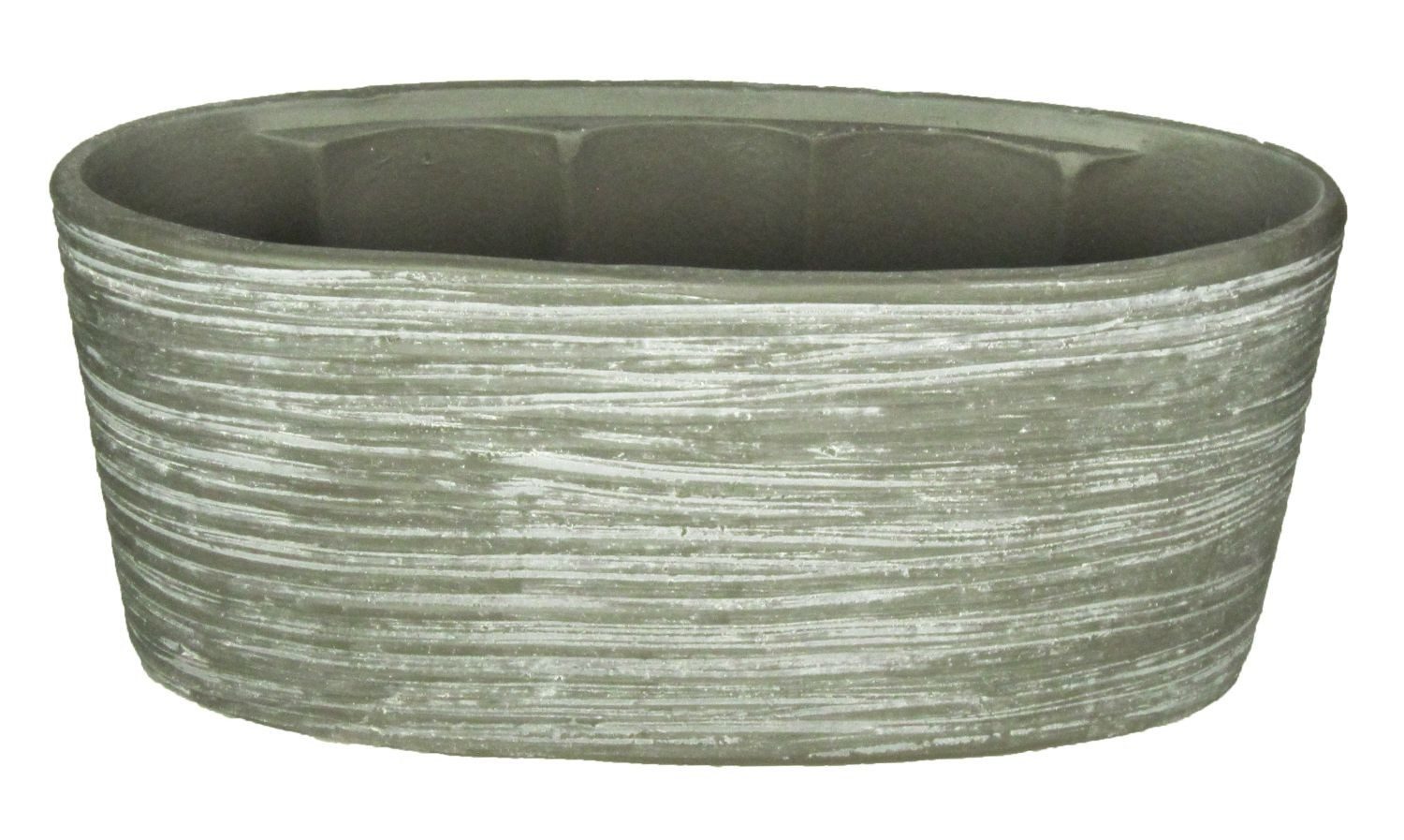 INNA-Glas Dekoschale Ovale Keramik Orchideenschale, Rillen, grau-braun, 33x15x15 cm