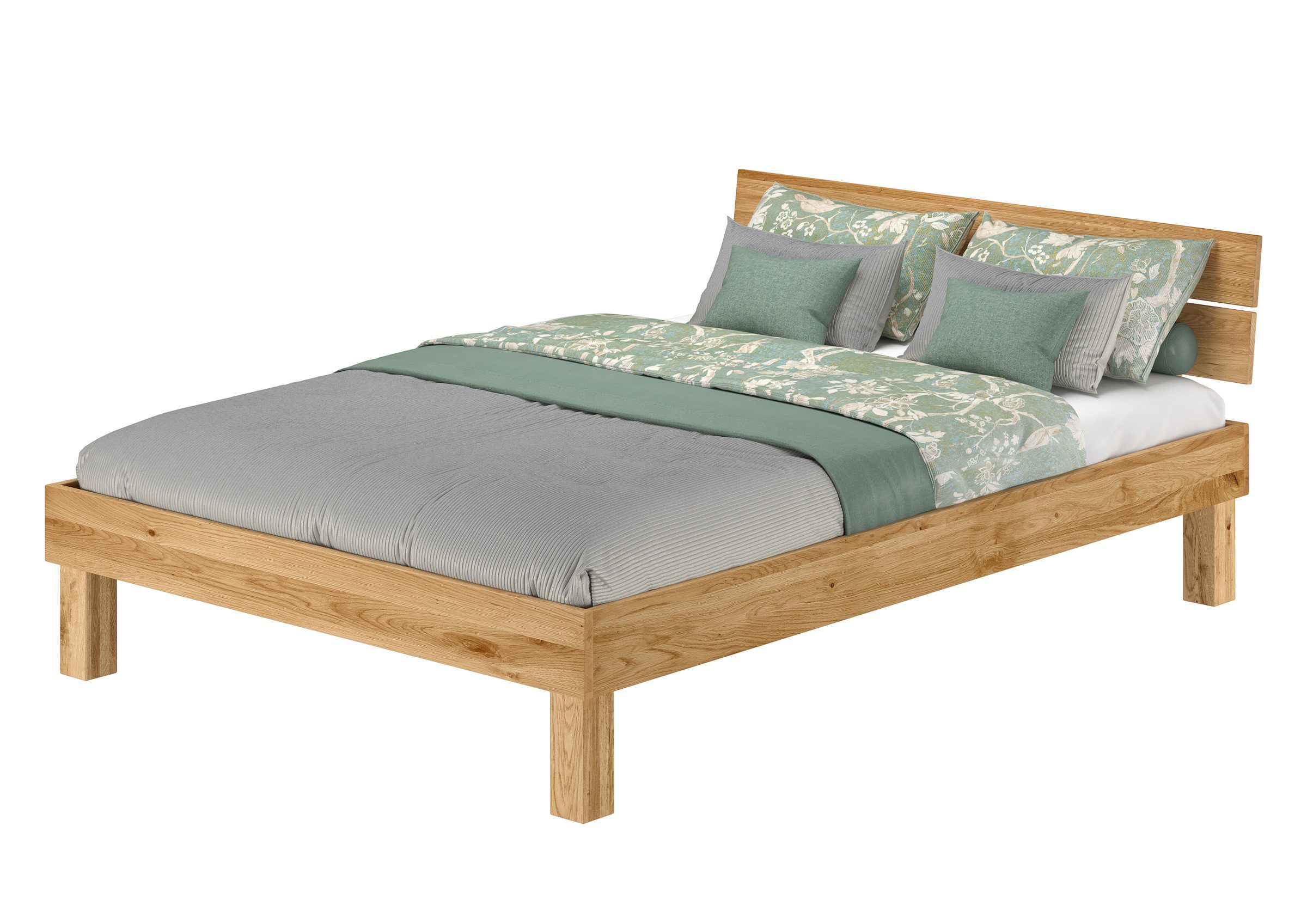 ERST-HOLZ Massivholzbett Überlanges Einzelbett Doppelbett Massivholzbett Eiche Geölt, Eiche geölt
