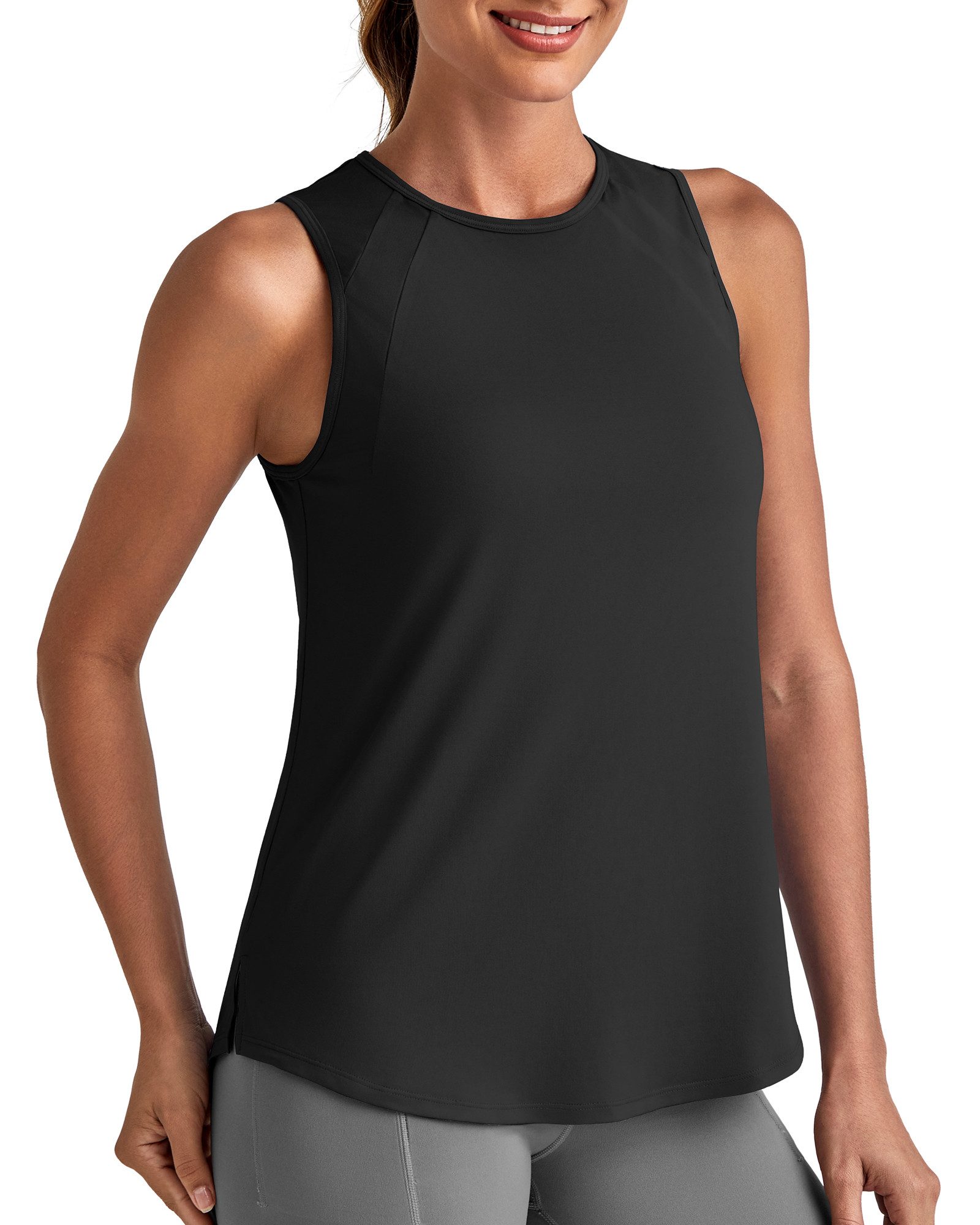 G4Free Tanktop Damen hoher Halsausschnitt, sportliche lange Tanks, ärmellos Sommer-Lauf- und Fitnessstudio-Shirts