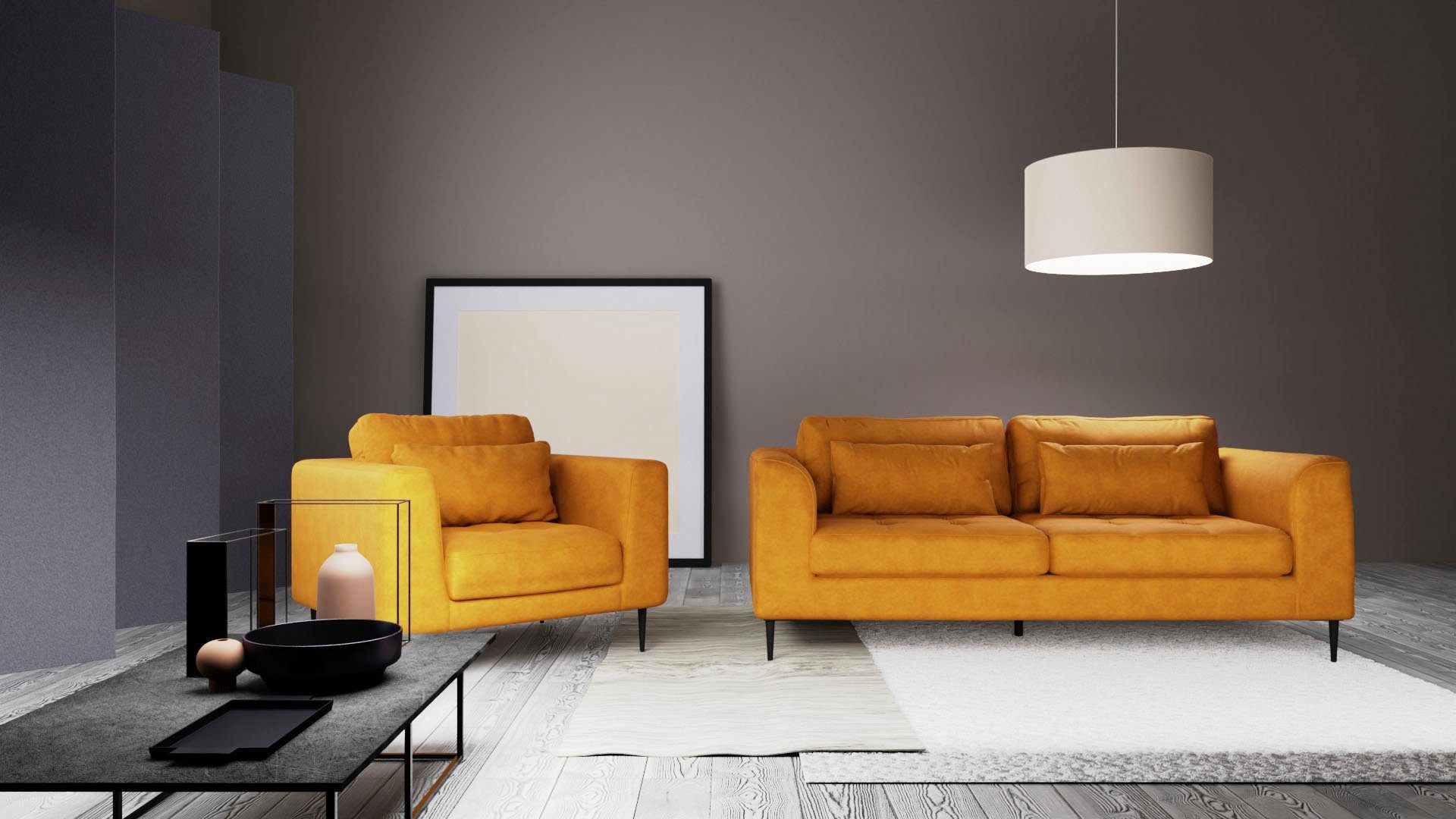 TRENDMANUFAKTUR Крісла Luzi, Loungesessel, modern mit extra hohen Füßen, Designsessel mit tollem Sitzkomfort, Metallfüße schwarz, Breite 96 cm