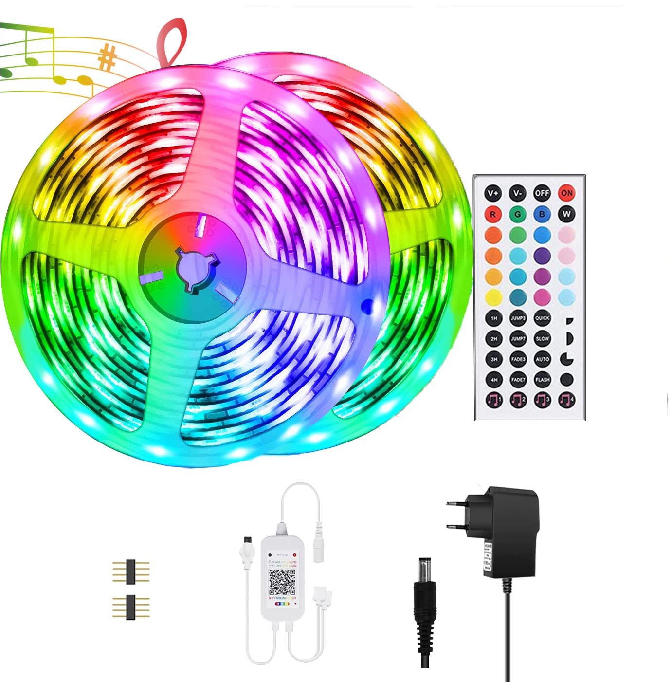 KINSI LED Stripe LED Strip, LED- Streifen, Lichterketten, Lichtstreifen, Bluetooth, RGB, 5,10,15,20M, 18 Lichter/M, Infrarot-Fernbedienung, Bareboard RGB