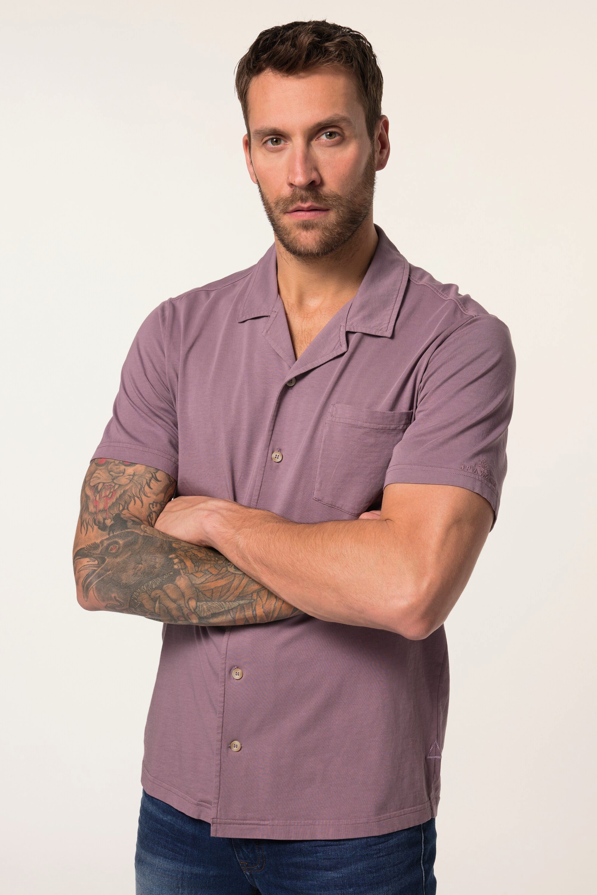 JP1880 Kurzarmhemd Jersey-Hemd Nachhaltigkeit Halbarm Kuba-Fit