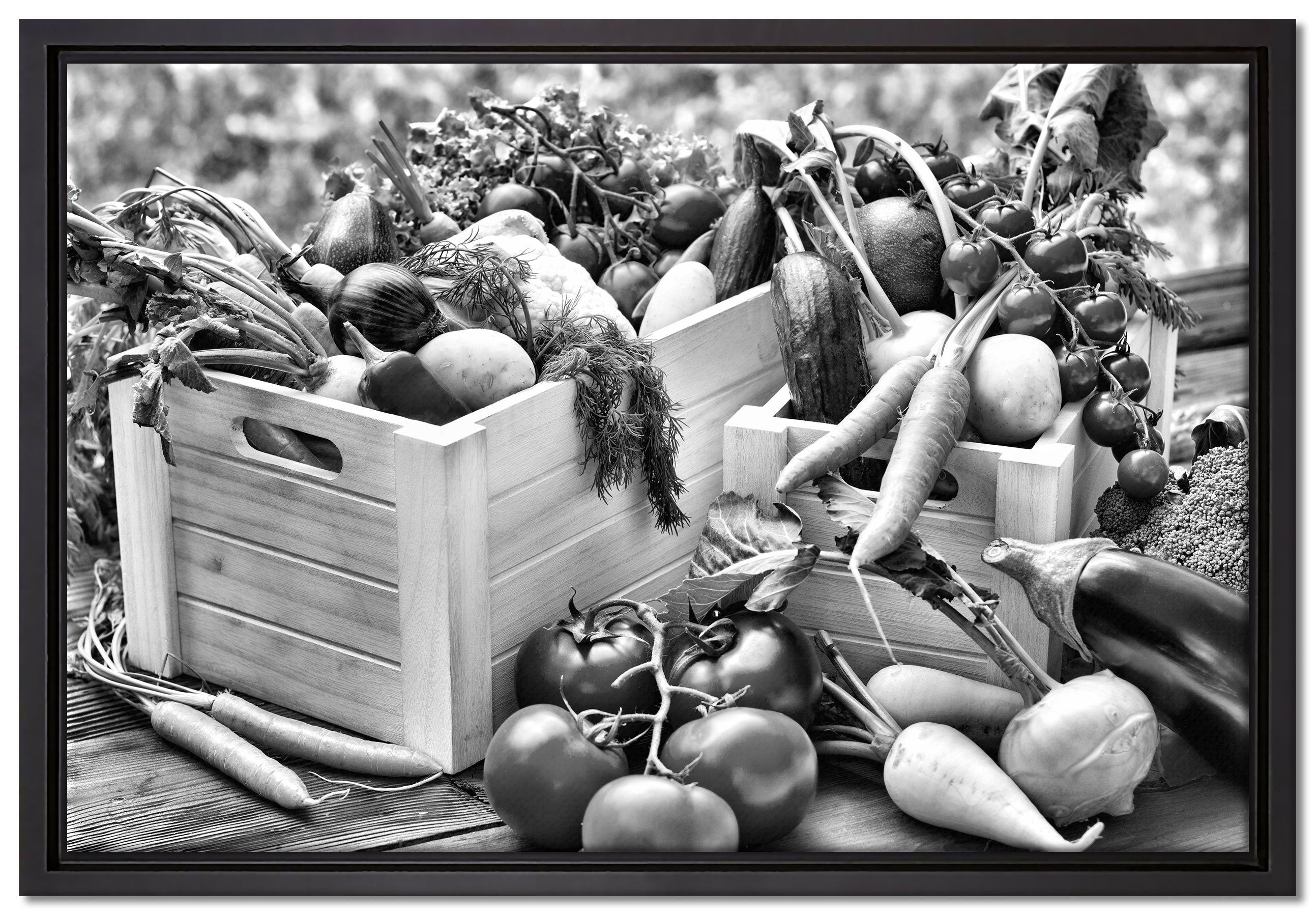 Pixxprint Leinwandbild Obst Gemüse Kräuter, Wanddekoration (1 St), Leinwandbild fertig bespannt, in einem Schattenfugen-Bilderrahmen gefasst, inkl. Zackenaufhänger