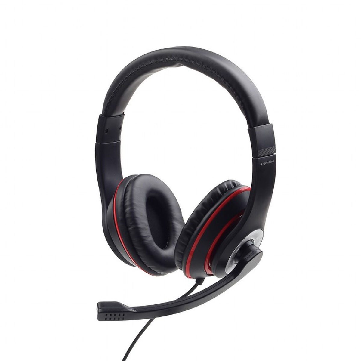 Gembird Headset (Kopfhörer mit Mikrofon GEMBIRD MHS-03-BKRD Schwarz Rot)