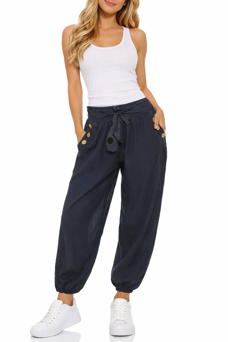 Mississhop Haremshose Leichte Baumwollhose einfarbige Hose Sommerhose Aladinhose M. 270 in Unifarbe