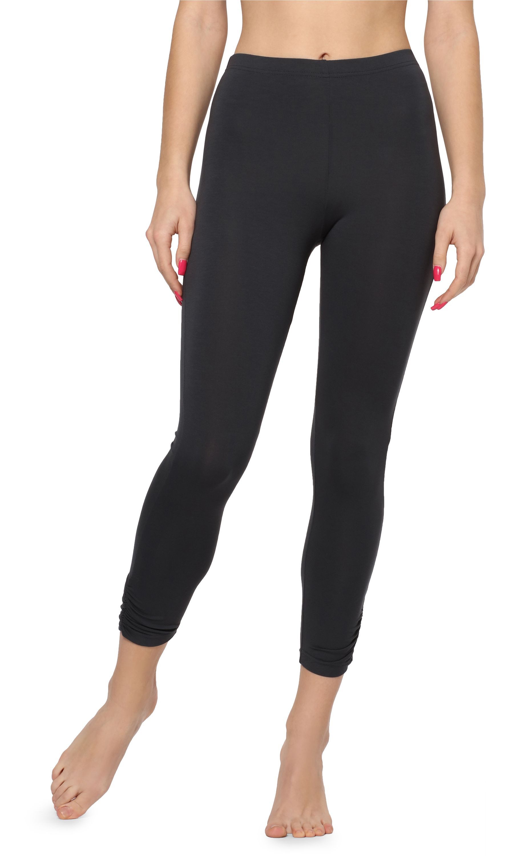 Leggings Damen 7/8 Hosen mit Falten MS10-424