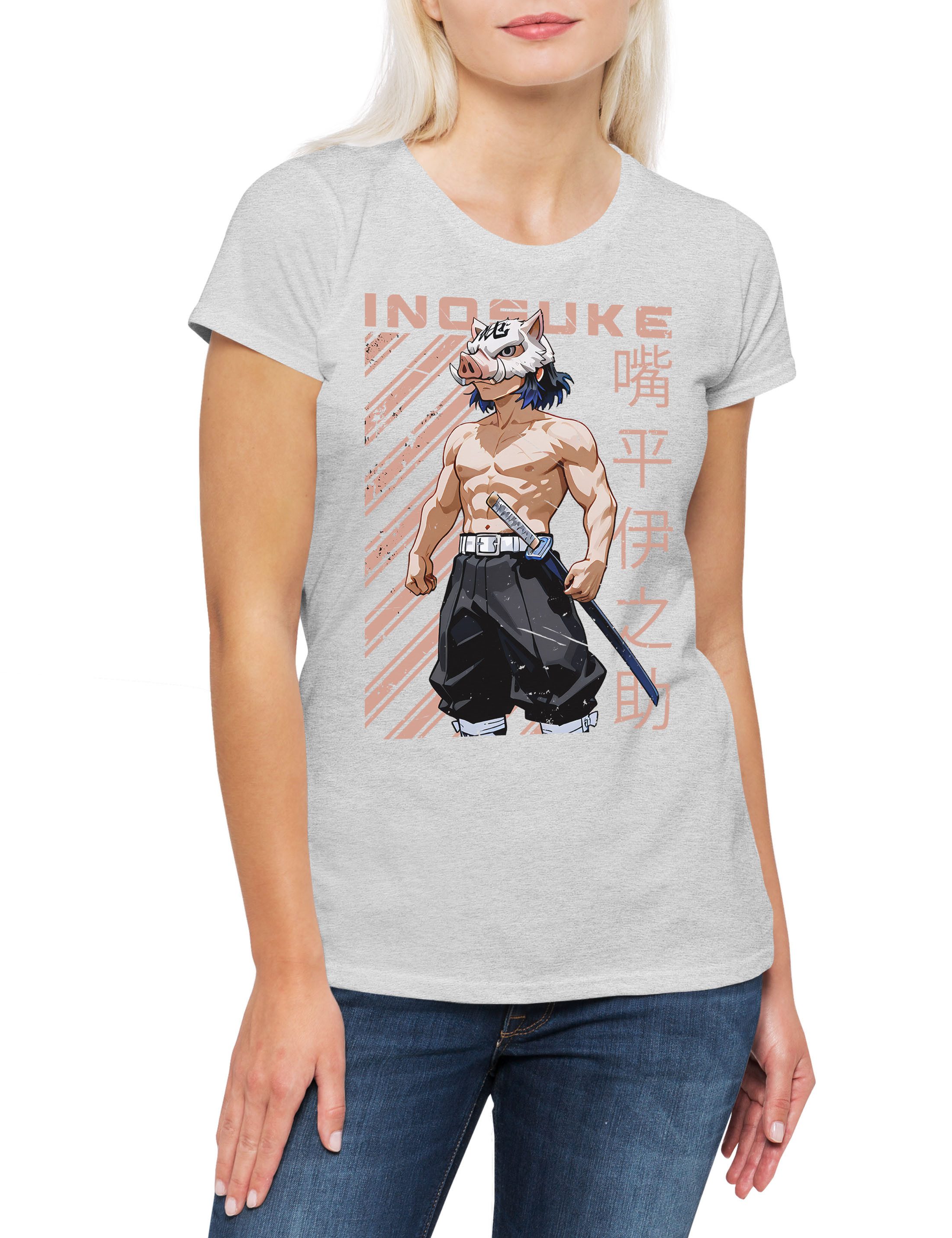 Print-Shirt Inosuke Warrior Damen T-Shirt Demon Kamado Nezuko Anime Slayer Zenitsu