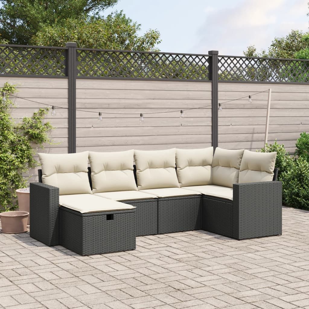 furnicato Gartensofa Garten-Sofagarnitur Schwarz 62x62x69 cm PE-Rattan & Stahl, 1 Teile, UV-beständige Sitzgruppe mit waschbaren Kissen und modularem Design