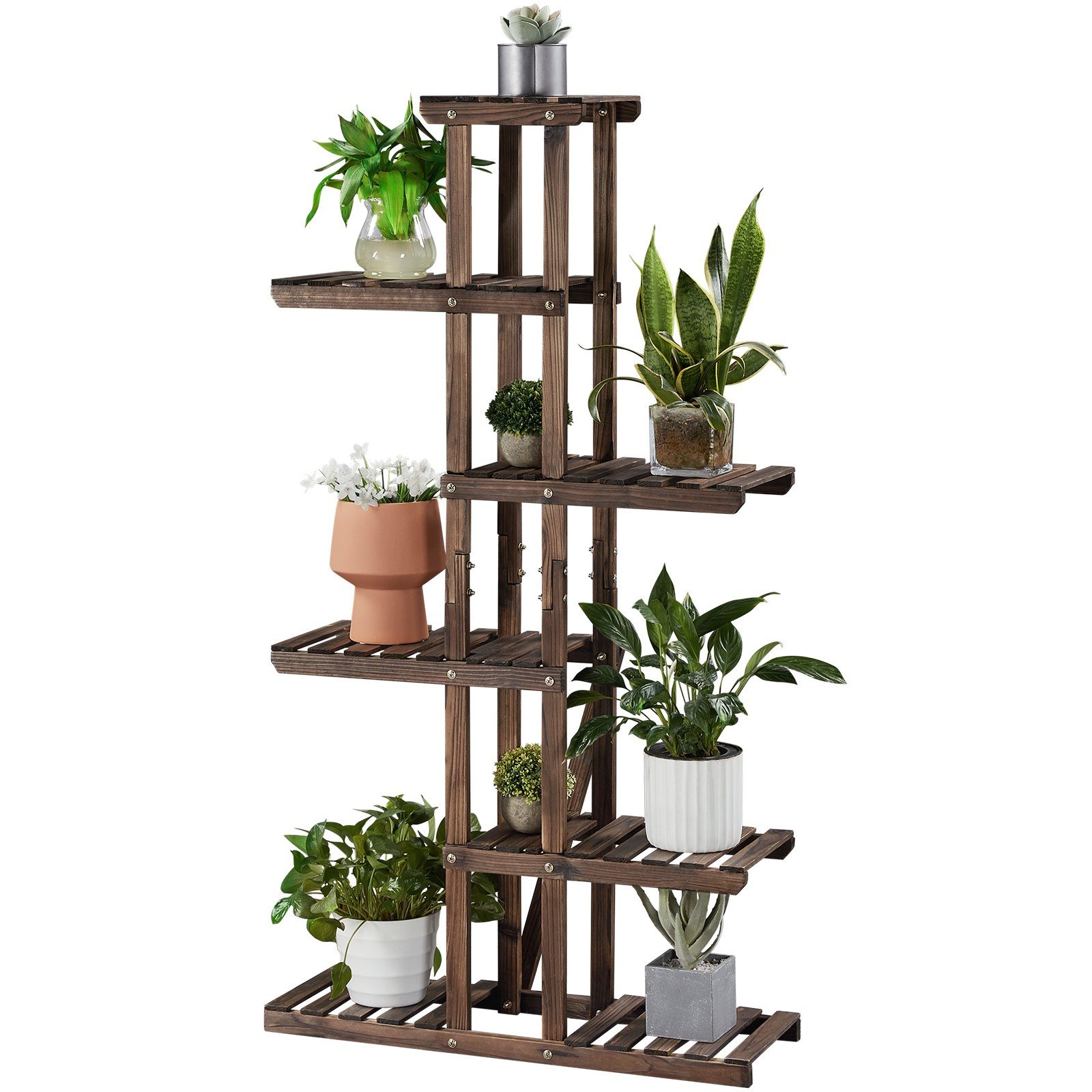 Yaheetech Blumenständer 6 Etagen Blumenregal, Pflanzenregal aus Massivholz günstig online kaufen