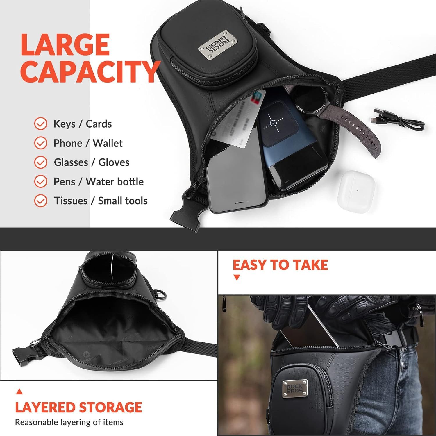 ROCKBROS Reisetasche Wasserdichte Beintasche mit abnehmbaren Gurten universell einsetzbar