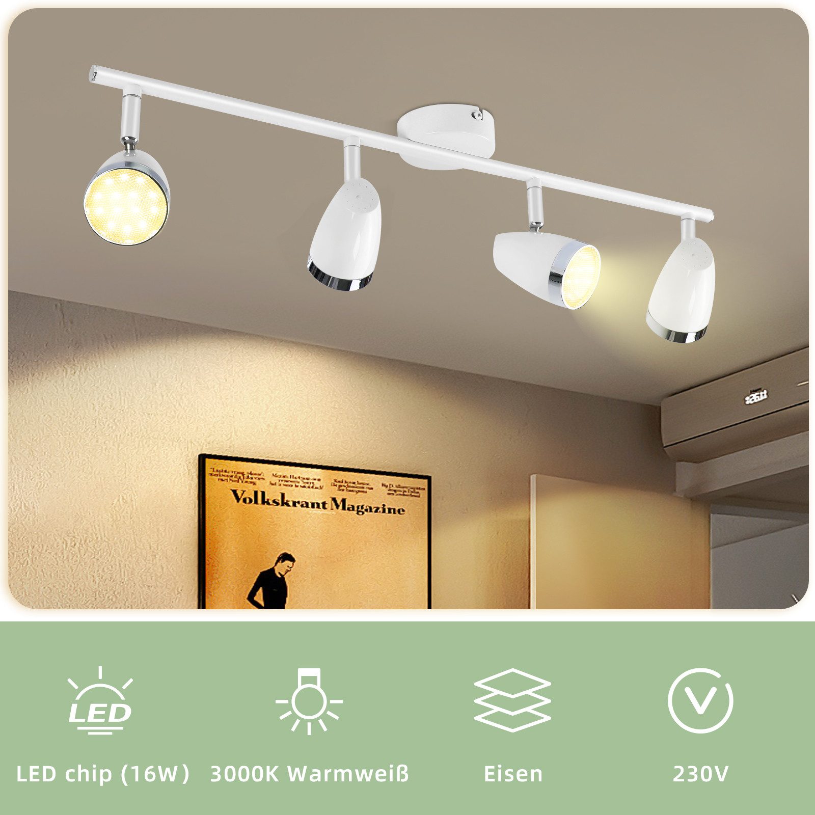 Nettlife LED Deckenstrahler 1/2/3/4 Flammig Modern 4W Schwarz/Weiß Warmweiß günstig online kaufen