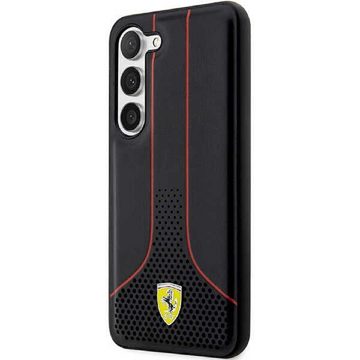 Ferrari Handyhülle Case Samsung Galaxy S23 Ferrari Logo Kunstleder schwarz 6,1 Zoll, Kantenschutz
