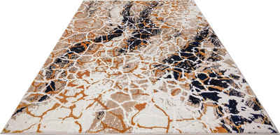 Teppich Sander, Leonique, rechteckig, Höhe: 24 mm, modernes Design, Teppiche in Marmor-Optik, mit goldfarbenen Akzenten