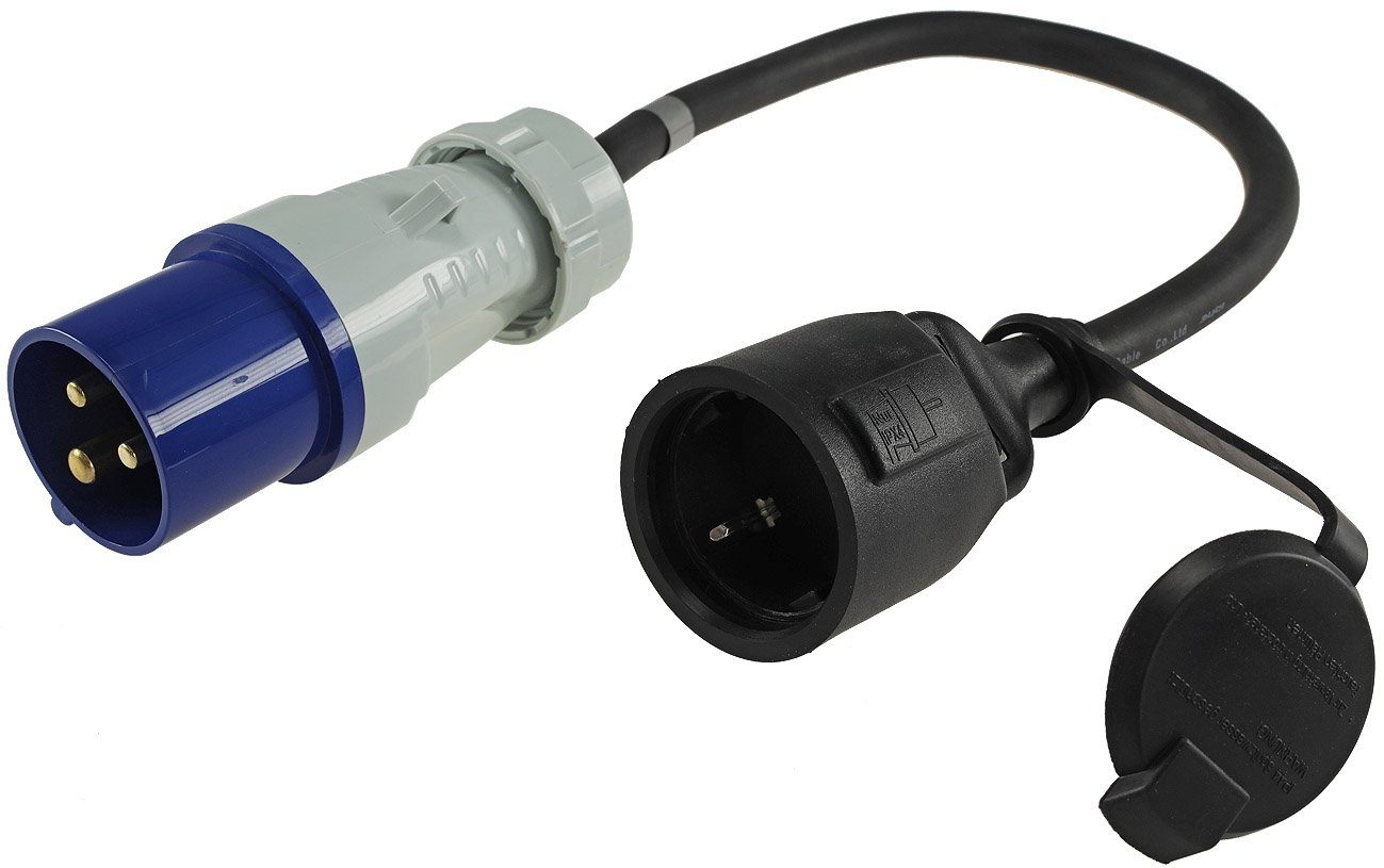 Systafex® Adapterkabel CEE Затыкать auf Schuko Steckdose 35cm 230V IP44 CEE-Adapterkabel Вилка cee zu Schutzkontakt, IP44, 230V, 16A, 3 Polig