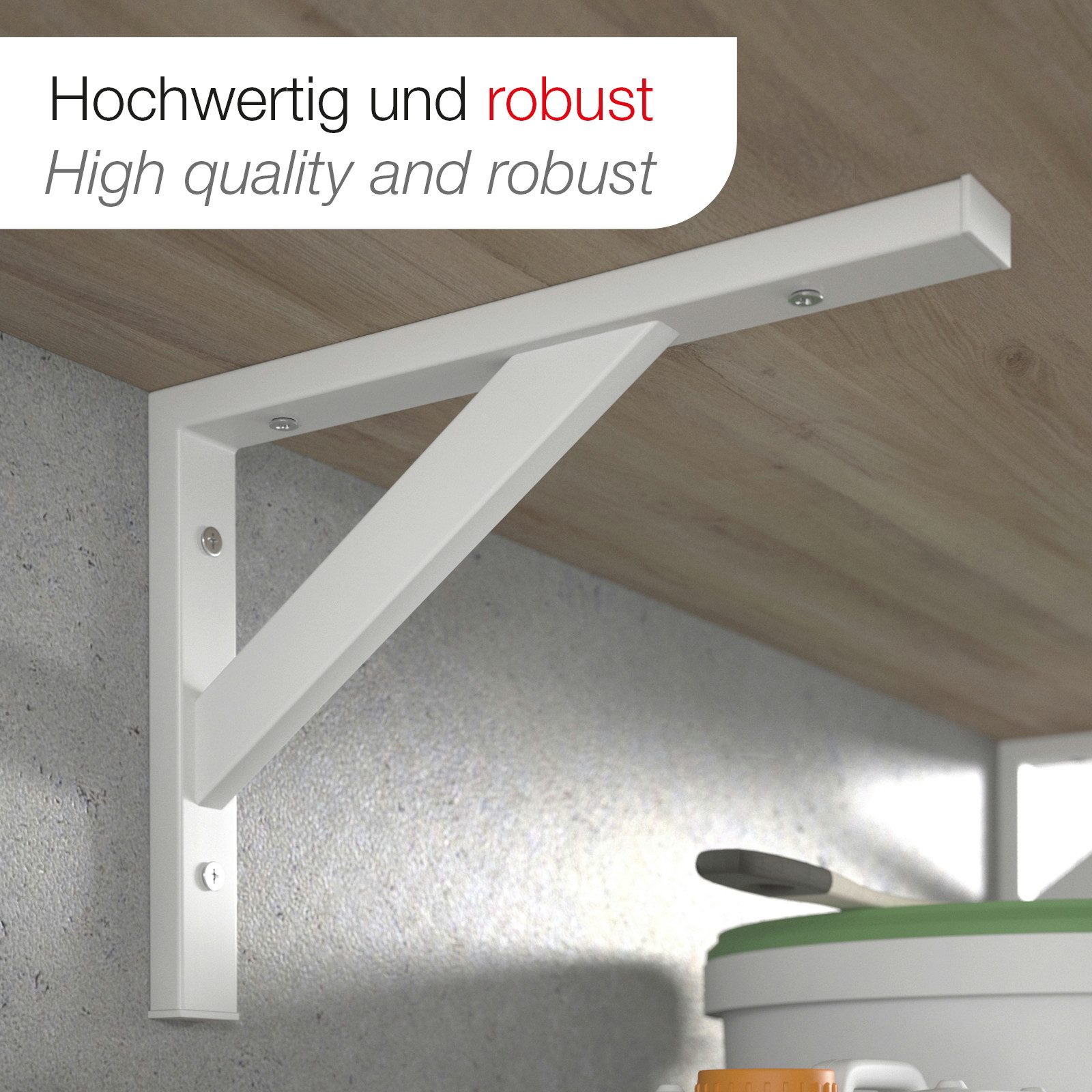 SO-TECH® Wandregalhalter Schwerlastkonsole Schwerlastwinkel Regalwinkel Wandkonsole, 1-tlg., Stahl, Tragkraft 75 kg / Paar, 295 x 215 mm weiß