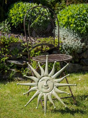 Aubaho Gartenfigur Wanddekoration Sonne 60cm Eisen Garten Terrasse grün antik Stil metal