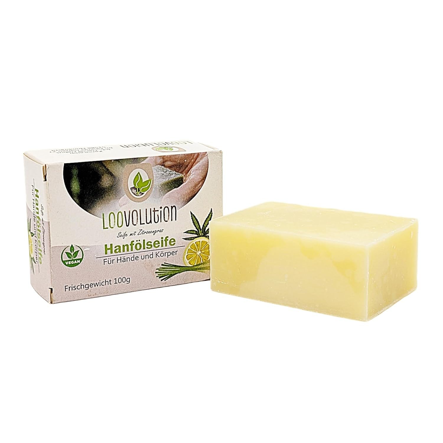 Loovolution Handseife Loovolution® Hanföl-Seife, Hergestellt mit natürlichen Inhaltsstoffen - Ideal für Hände & Körper