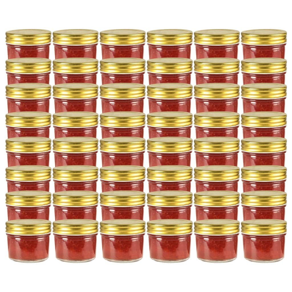 vidaXL Aufbewahrungsbox Marmeladengläser mit goldenem Deckel 48 Stk 110 ml