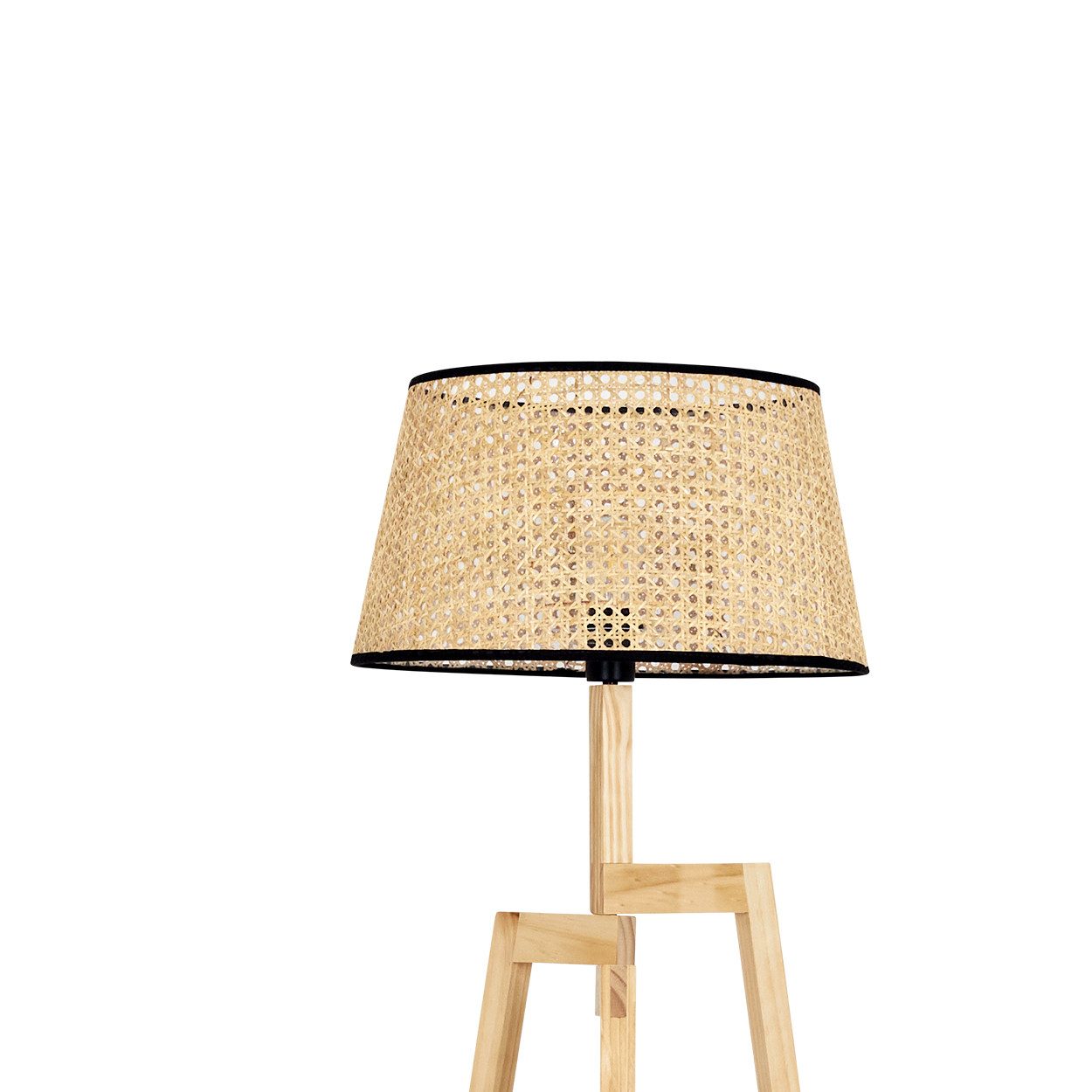 Stehlampe Stehlampe aus Holz/Wiener Geflecht/Rattan in Naturfarben/Schwarz