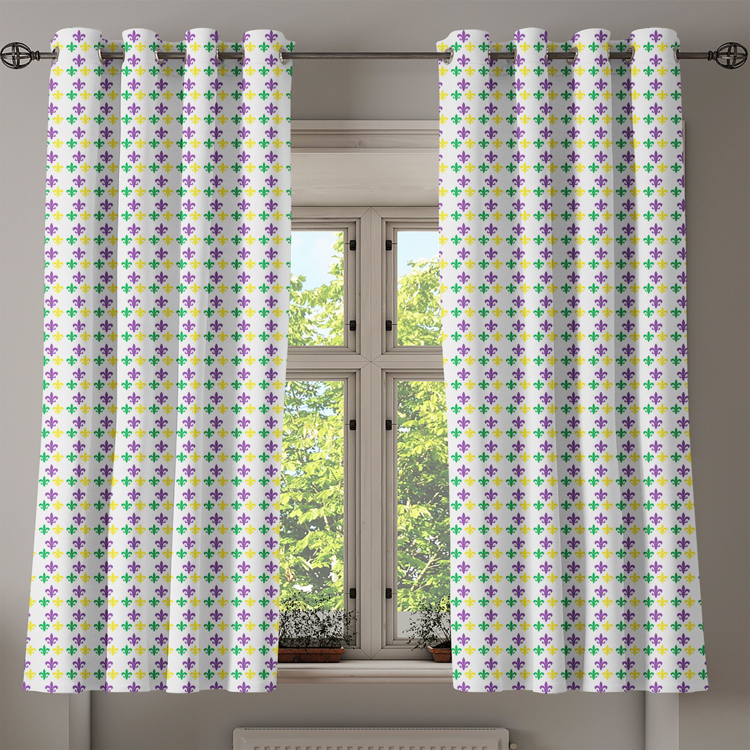 Gardine Dekorative 2-Panel-Fenstervorhänge Schlafzimmer Wohnzimmer, Karneval Karneval-Lilien-Blumen für Abakuhaus