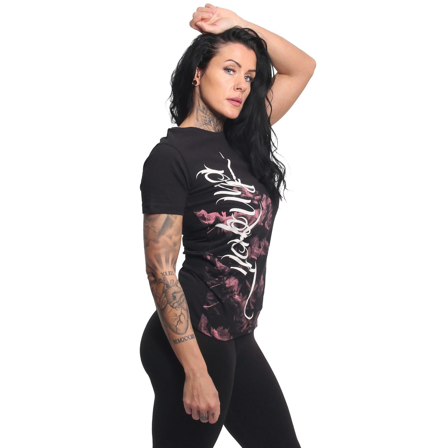 YAKUZA Rundhalsshirt Rose Tune mit Rippbündchen