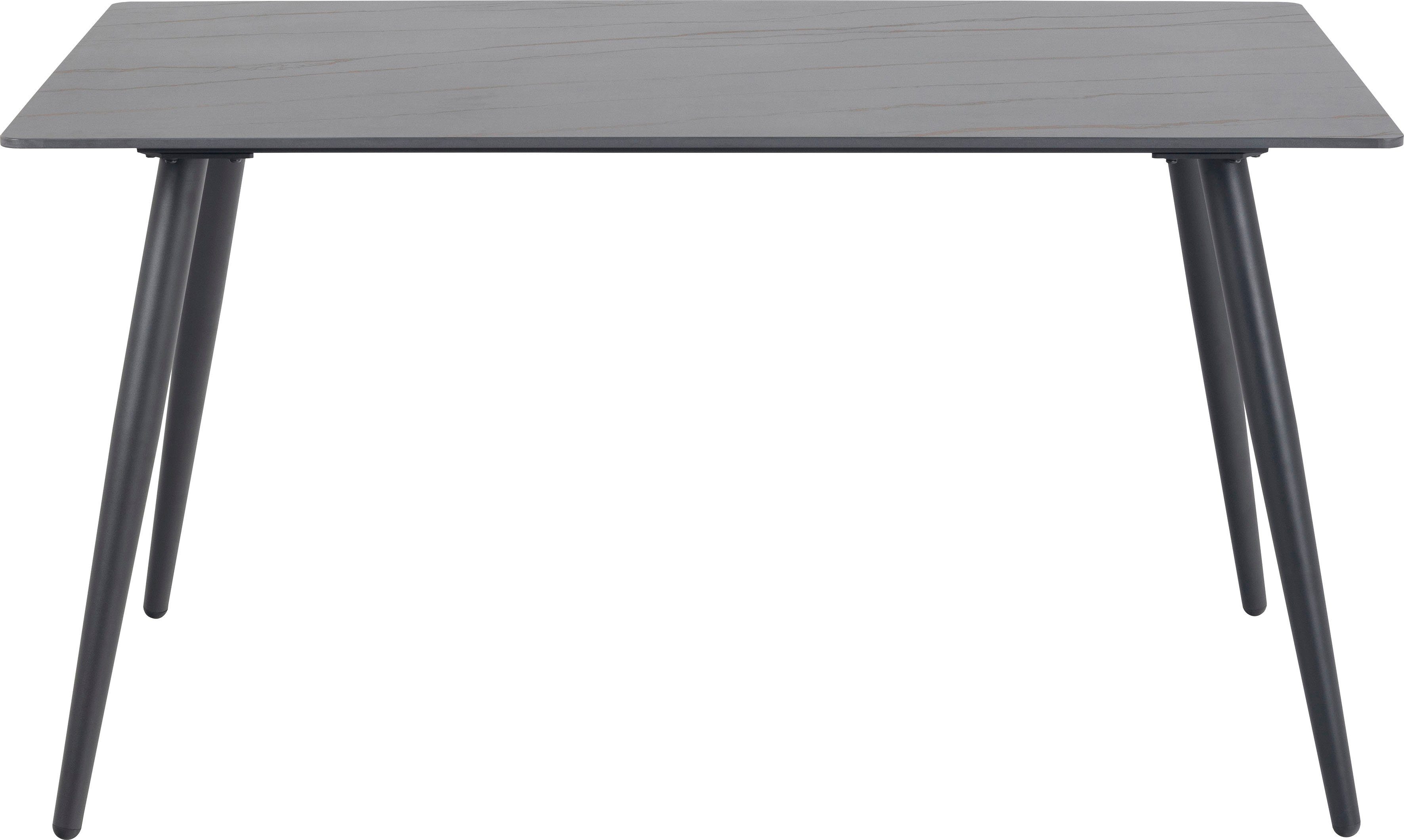 Beliebte Neuware ACTONA GROUP Esstisch Wilhelm, aus Metallbeinen, schwarzen Keramik mit rechteckig und Keramiktischplatte Tischplatte Modernes mit Marmordruck und schönem Design