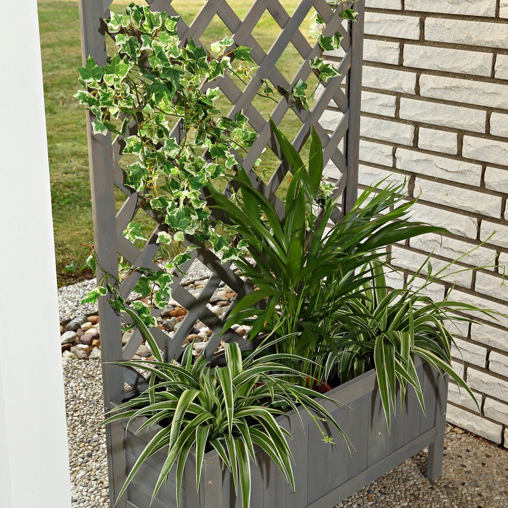 Melko Blumenkasten Rankkasten Blumenkasten Rankgitter Holz Grau 72x30x120 cm Rankhilfe (Stück), Rankhilfe