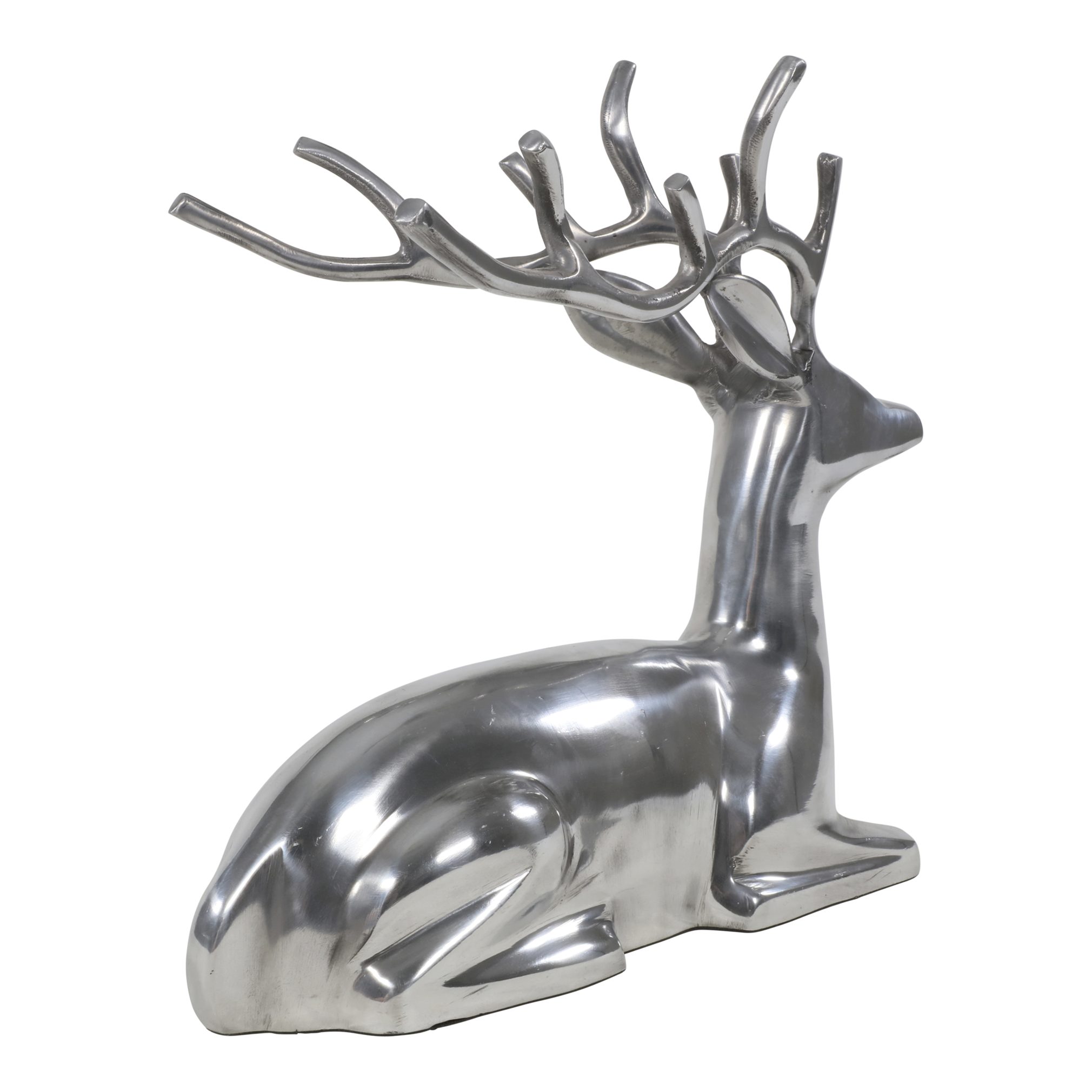 Lesli Living Dekofigur Deko Hirsch liegend Figur Wild poliertes Aluminium 3 günstig online kaufen