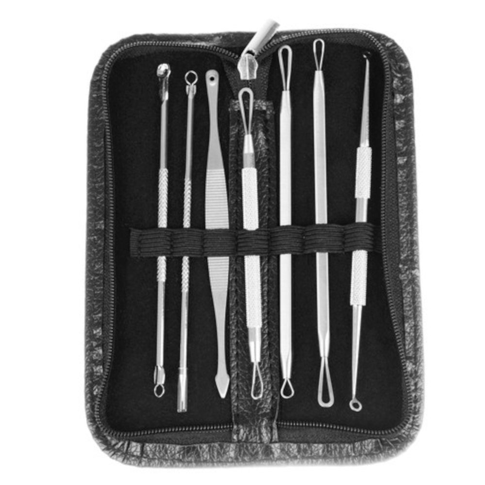 soulima Mitesserentferner Mitesser Löffel, Spar-Set, 7-tlg., Werkzeugen Kosmetik, Pickel und Mitesser auf wirklich hygienische Weise zu entfernen