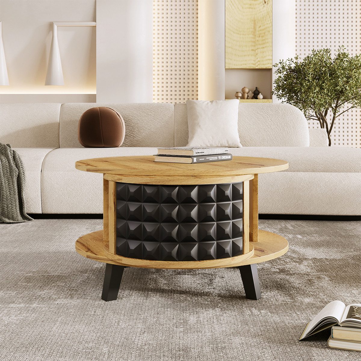 Couchtisch Couchtisch mit versteckter interner Ablage Drehtisch