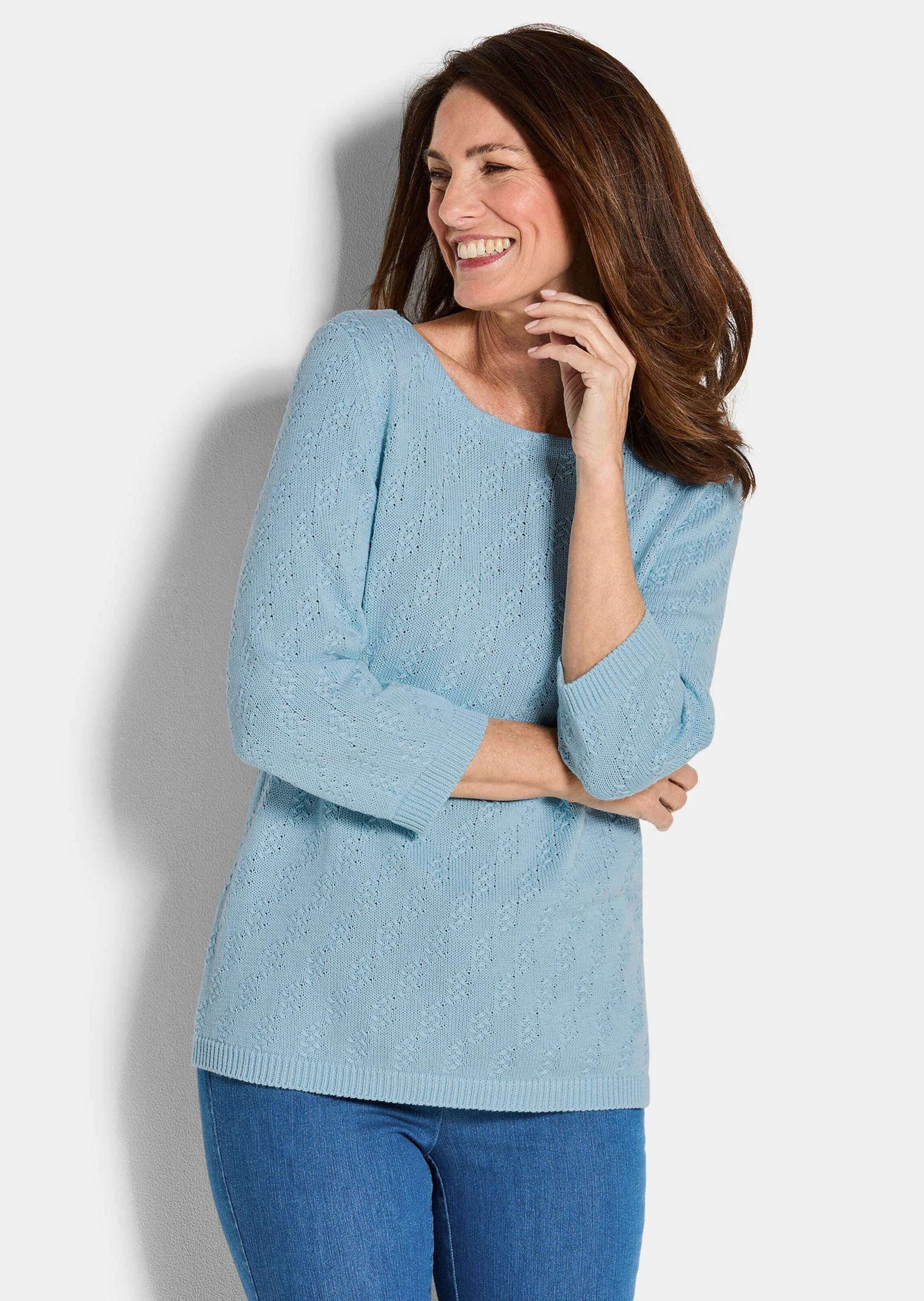 GOLDNER Strickpullover Halbarm Baumwollpullover mit Struktur günstig online kaufen