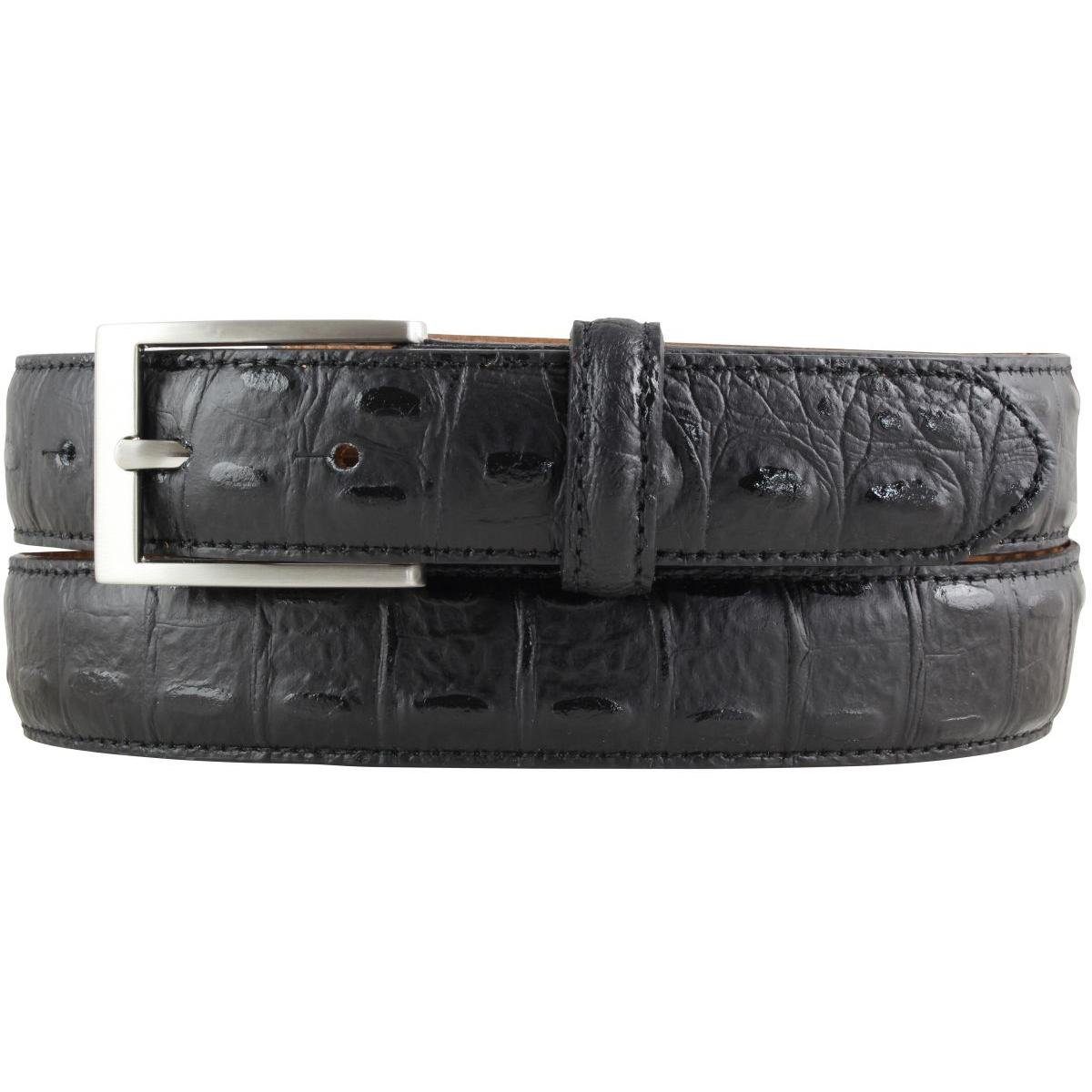 BELTINGER Ledergürtel Gürtel mit Krokoprägung 3 cm - Leder-Gürtel für Damen Herren 30mm Krok Schwarz, Silber