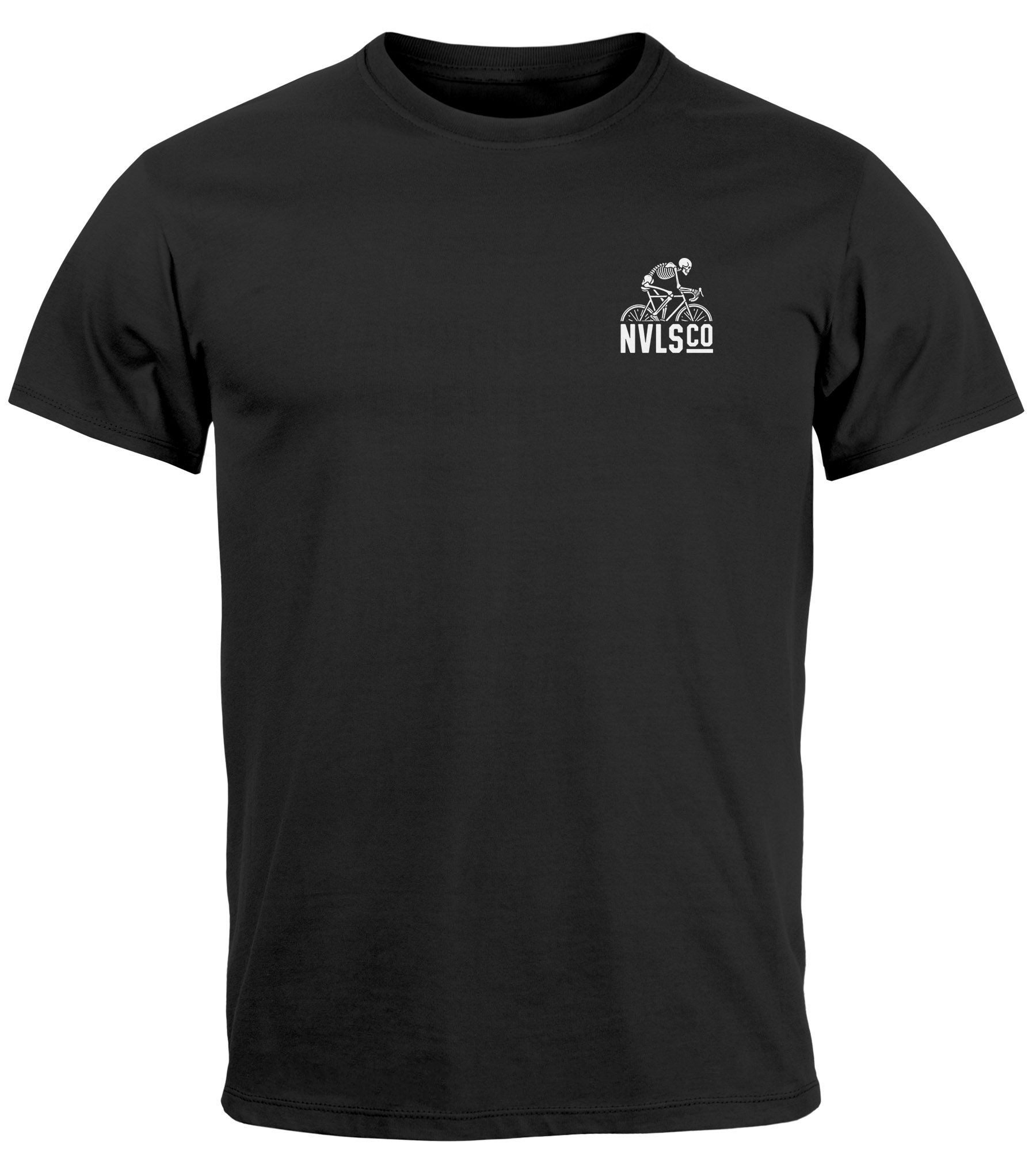 Neverless Print-Shirt Herren T-Shirt Backprint Fahrrad Bike Afterwork Cycling Skelett mit Print
