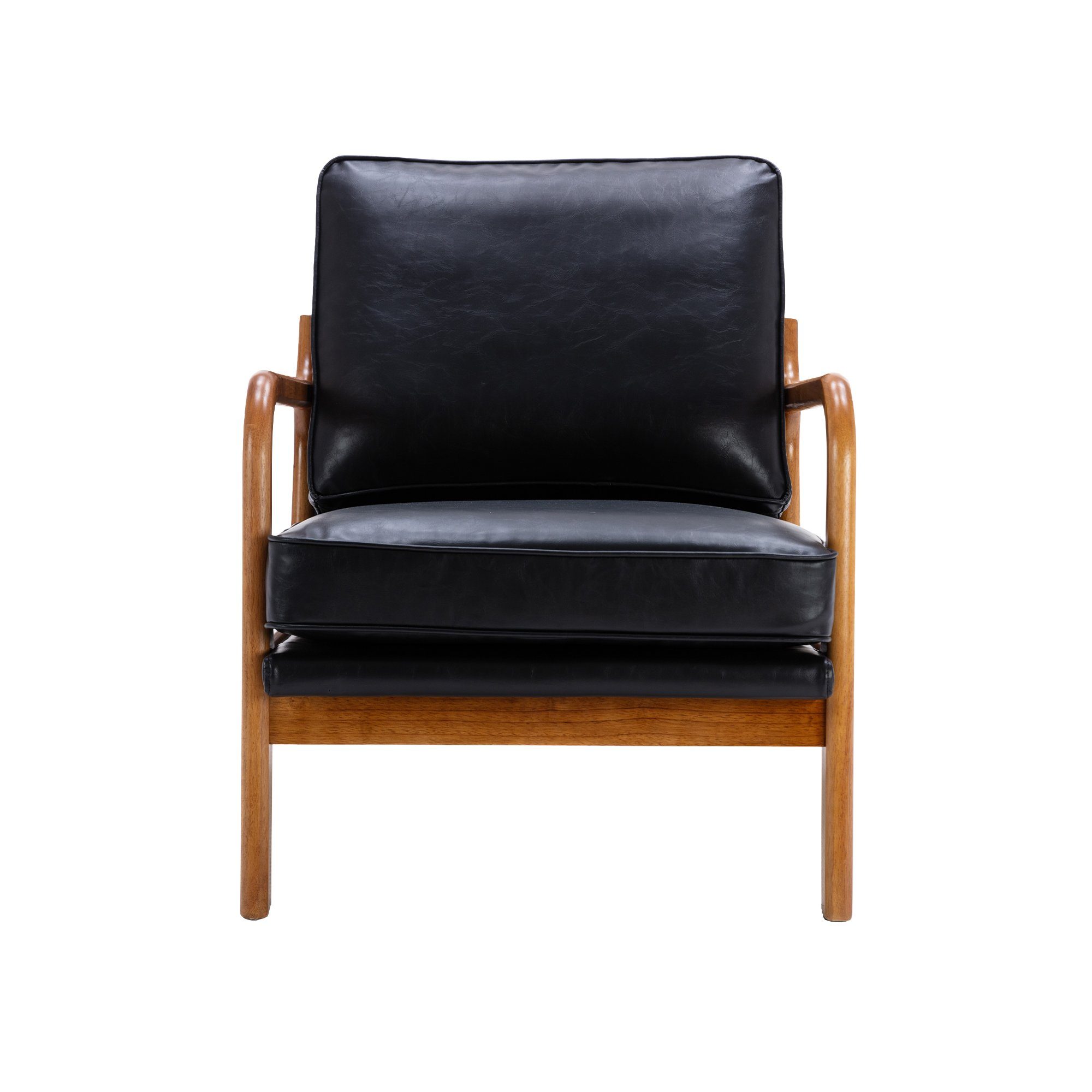 (Stuhlbein stoff Freizeitstuhl aus Fernsehsessel Gummiholz), Loungesessel Sessel PU schwarz OKWISH Relaxsessel besteht Polsterstuhl Leder
