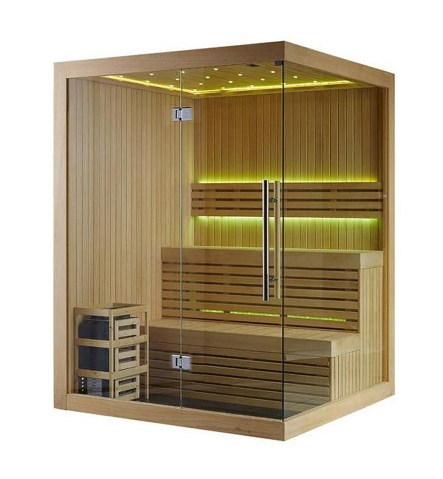 JVmoebel Sauna Dampfsauna 200x150 cm aus Massivholz & Glas - Braune Heimsauna, Made in Europe