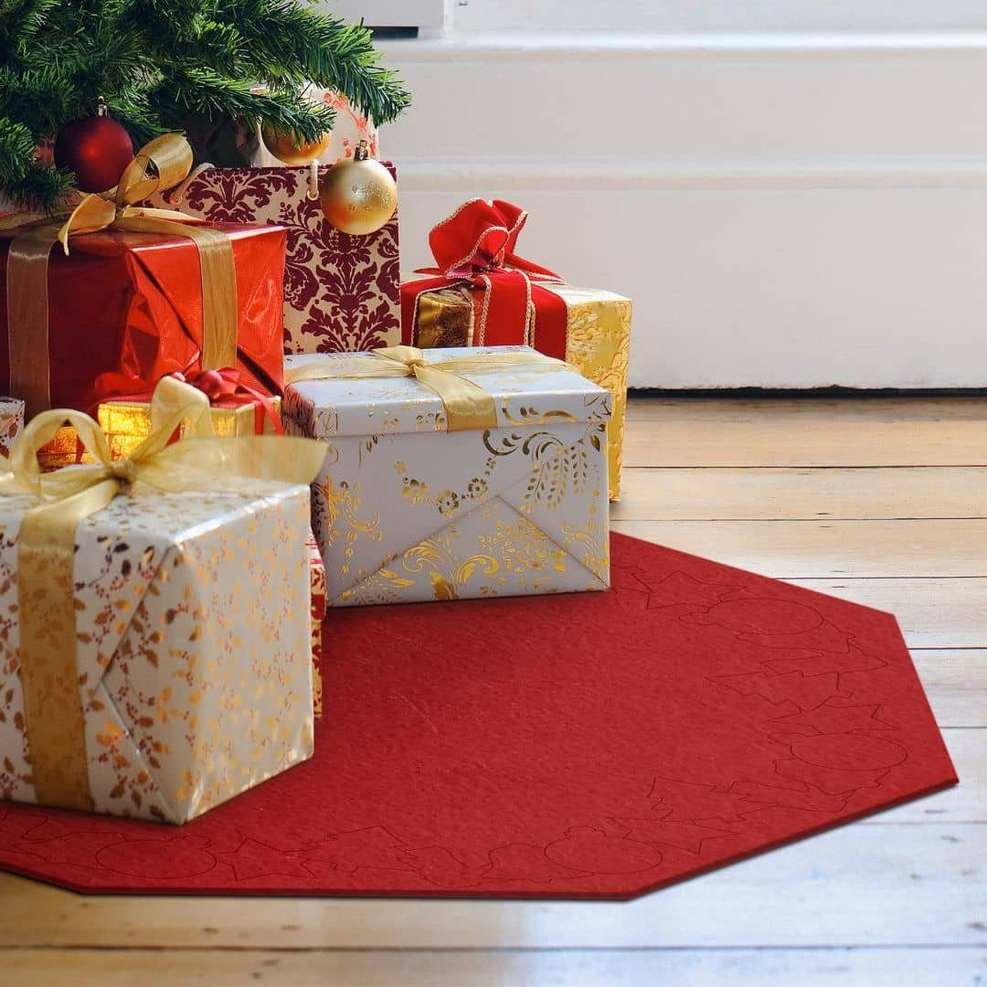 K&L Wall Art Weihnachtsbaumdecke Filzdecke Untersetzer Achteck Ø 99cm Teppich Tischdecke Couchtisch