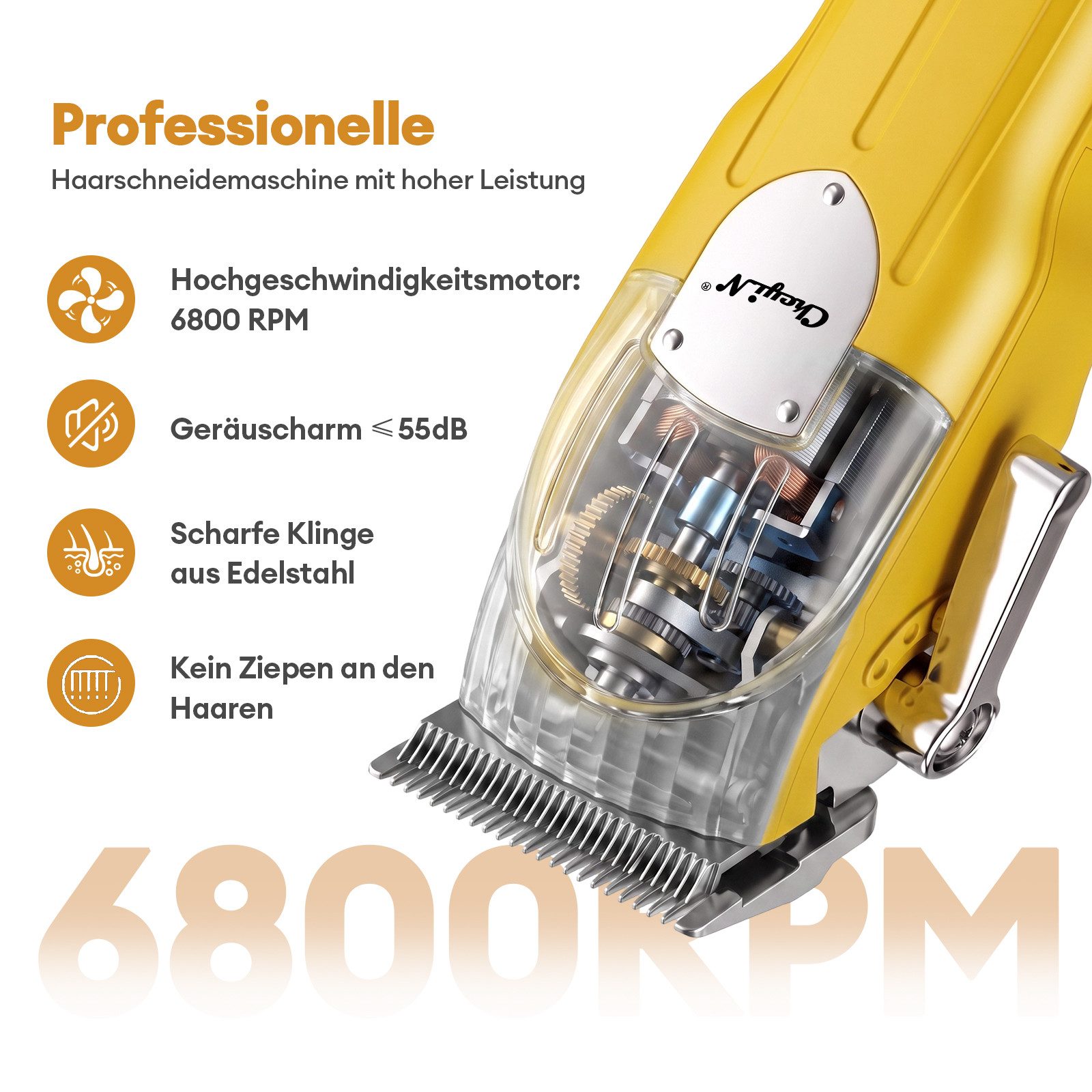 CkeyiN Haarschneider Profi Haarschneidemaschine und Barttrimmer Set kabellos elektrisch, 9 Aufsteckkämme, geräuscharm, 120 Min. Akkulaufzeit Präzisionstrimmer K – Bild 3 von 5