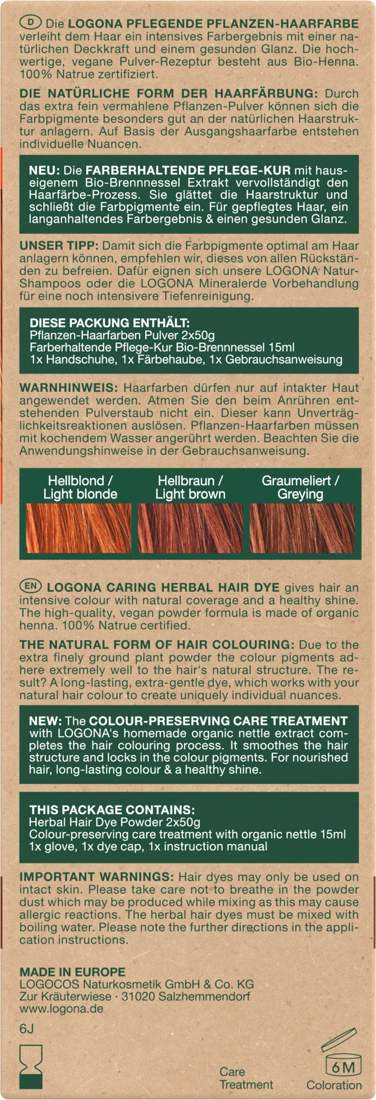 Hennarot LOGONA Haarfarbe 04 Pflanzen-Haarfarbe Pulver