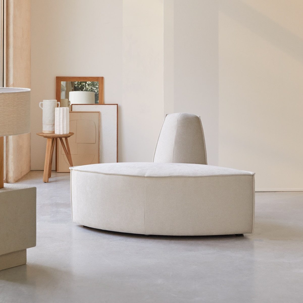 Tikamoon Sessel Dario - Chauffeuse grand angle modulable en tissu beige