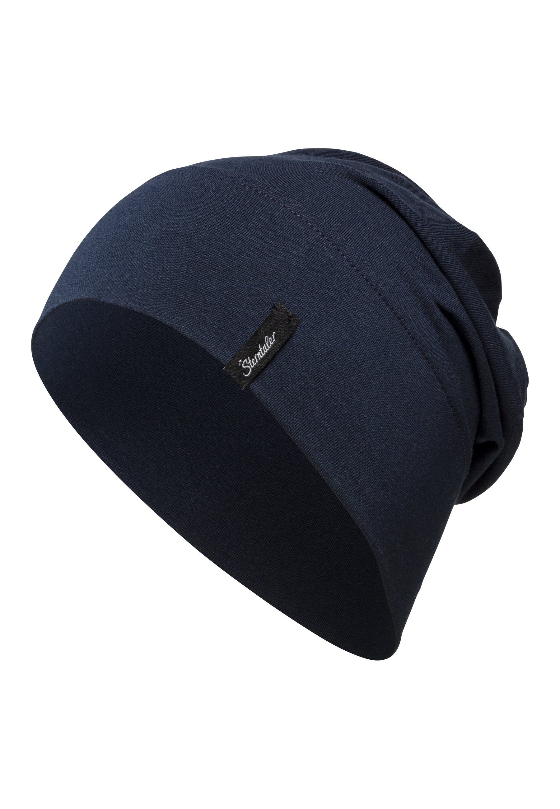 Sterntaler® Beanie OCS Slouch-Beanie und ohne marine mit Mütze Singlejersey Kindermütze Baby gestreift Ganzjährig) aus (1-St., unifarben Umschlag tragbar