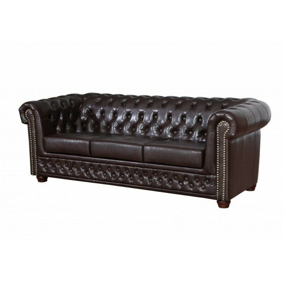 JVmoebel Sofa Klassischer brauner luxus Chesterfield 3-Sitzer Dreisitzer Couch Neu, Made in Europe