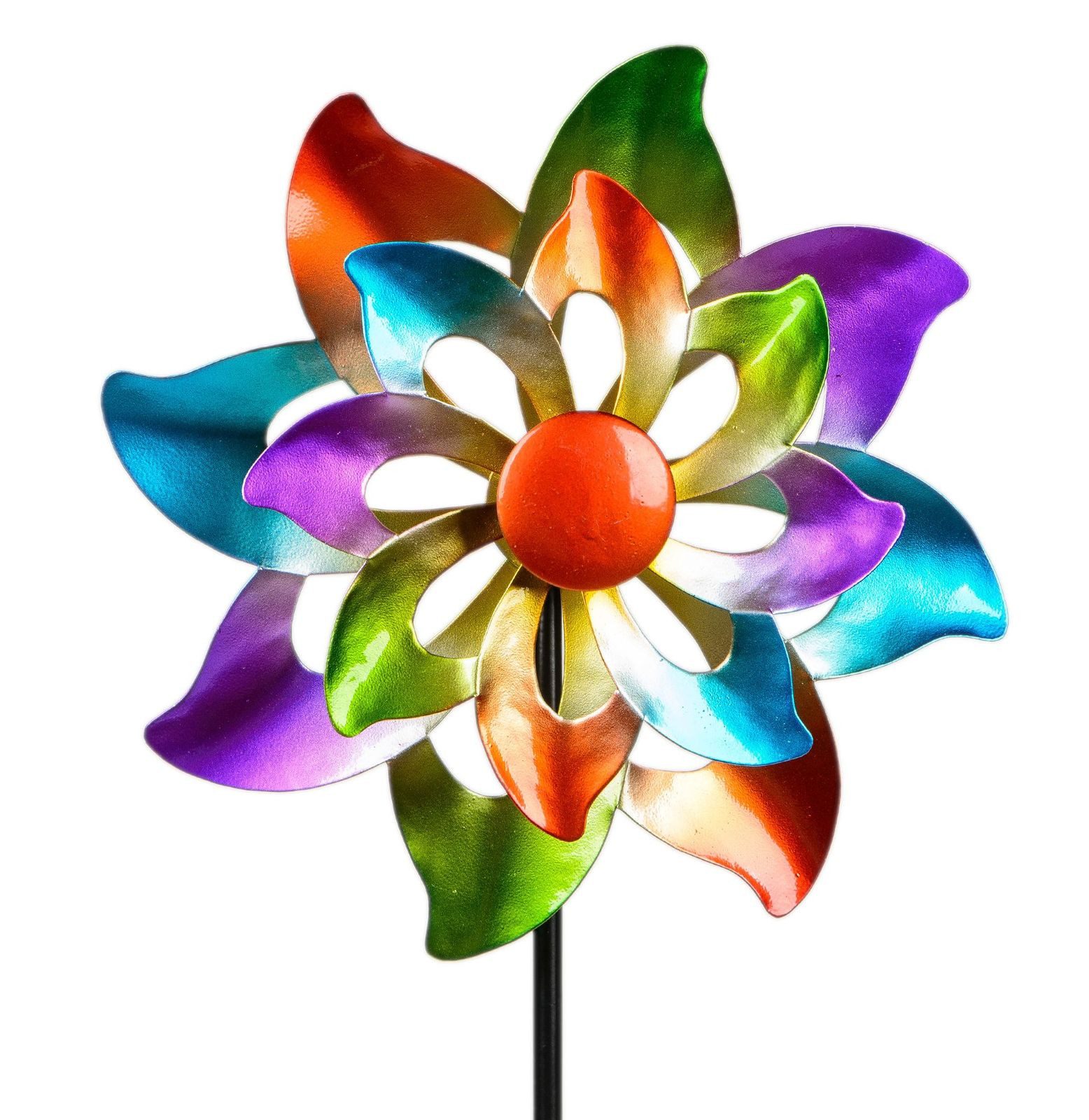 Gartenfigur Buntes Windrad Blume für den Garten aus Metall